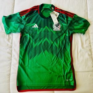 Adidas Mexico Green Soccer Jersey with Red Stripes